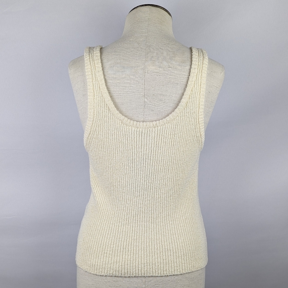 Rails Albie Tank Scoop Neck Linen Cotton Blend Textured Rib Knit Ivory M NWT - Picture 8 of 14